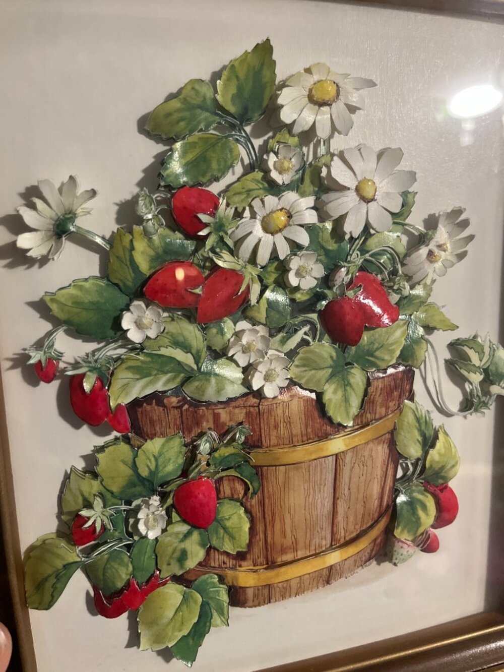 Strawberry Framed 3D Metal Art Vintage Handmade Gallery Wall Decor Cottagecore - Picture 6 of 6